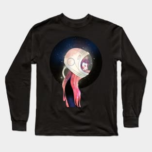 Girl Astronaut Drawing - Space Lover Long Sleeve T-Shirt